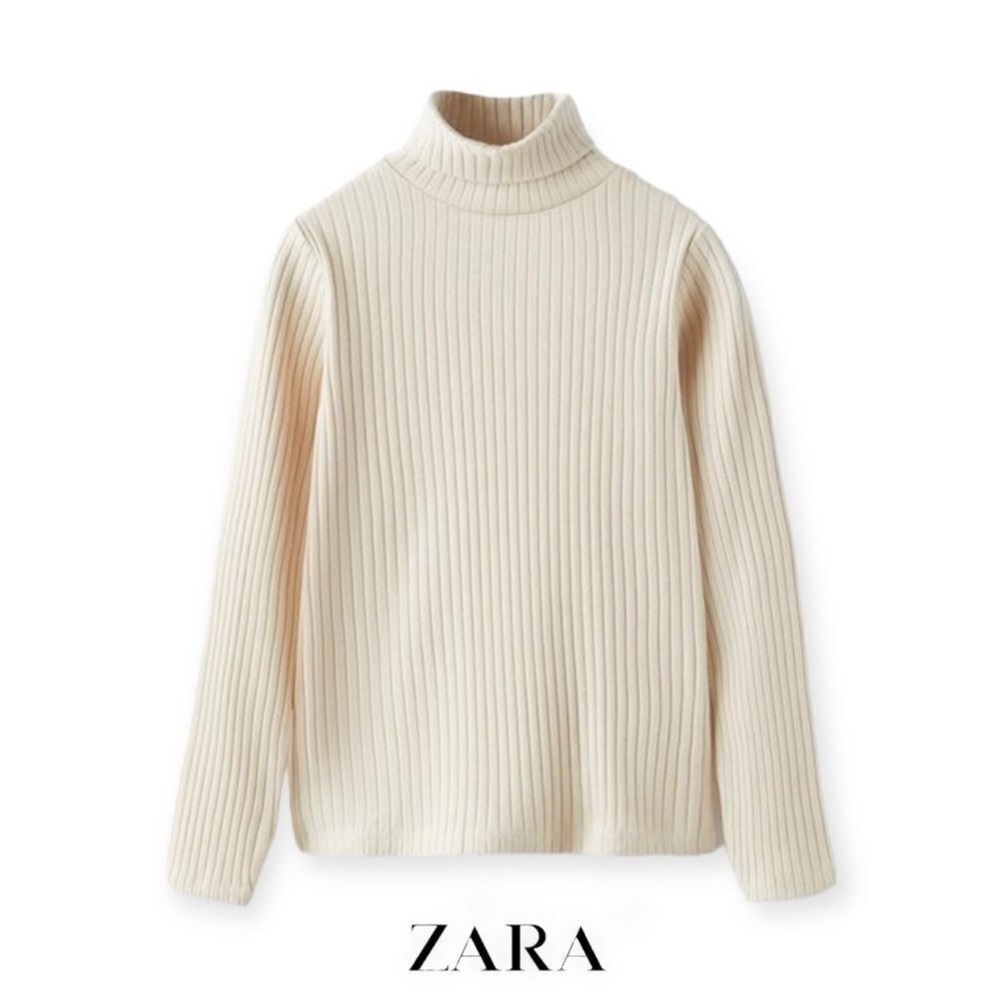Zara Ivory Ribbed Knit Turtleneck